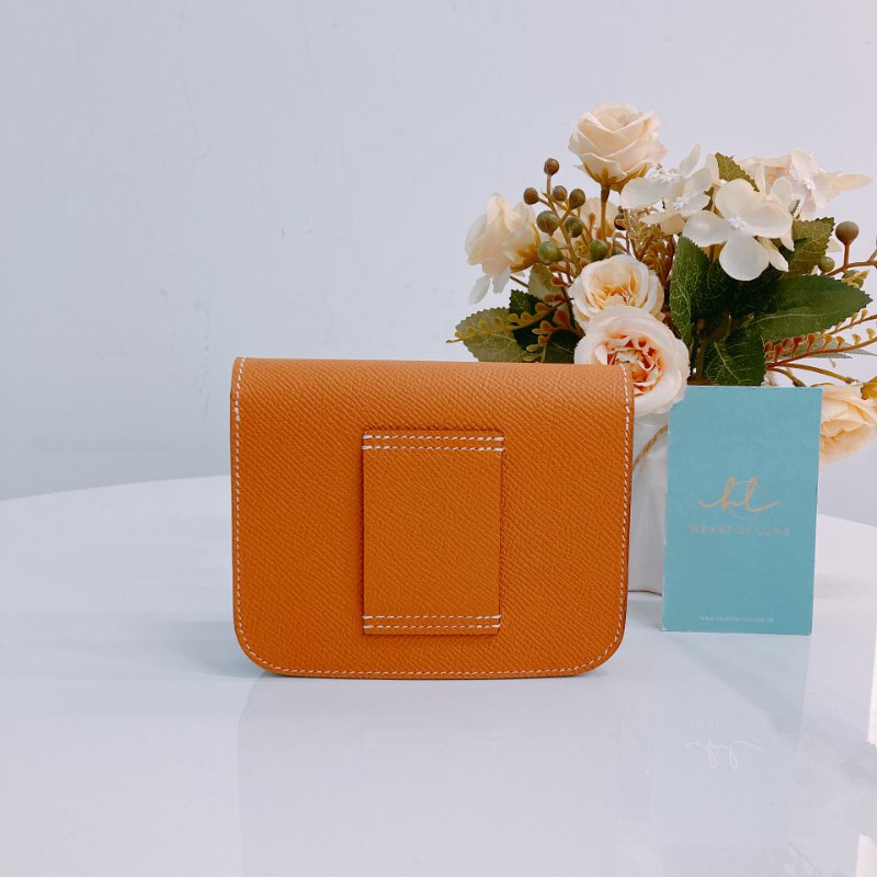 MS0375 Hermes 愛馬仕 康康 錢包 銀包 卡包 棕色 Constance Slim Wallet Epsom Gold x GHW-1