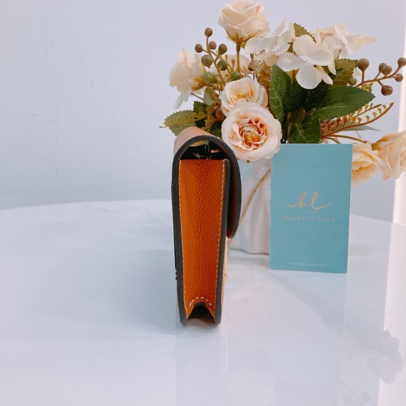 MS0375 Hermes 愛馬仕 康康 錢包 銀包 卡包 棕色 Constance Slim Wallet Epsom Gold x GHW-2