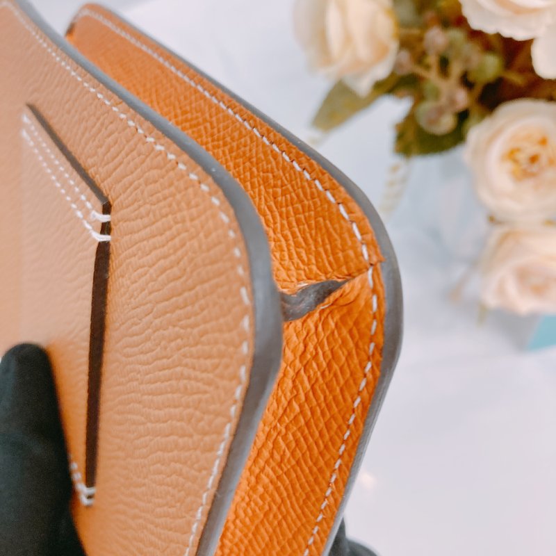 MS0375 Hermes 愛馬仕 康康 錢包 銀包 卡包 棕色 Constance Slim Wallet Epsom Gold x GHW-9