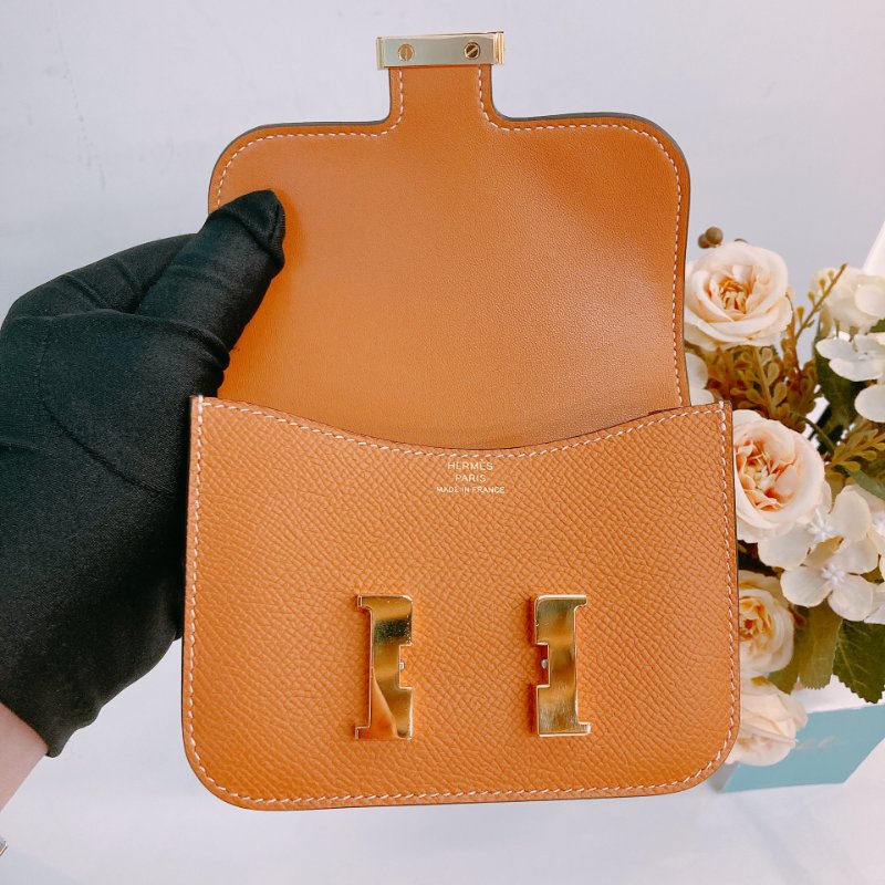 MS0375 Hermes 愛馬仕 康康 錢包 銀包 卡包 棕色 Constance Slim Wallet Epsom Gold x GHW-14