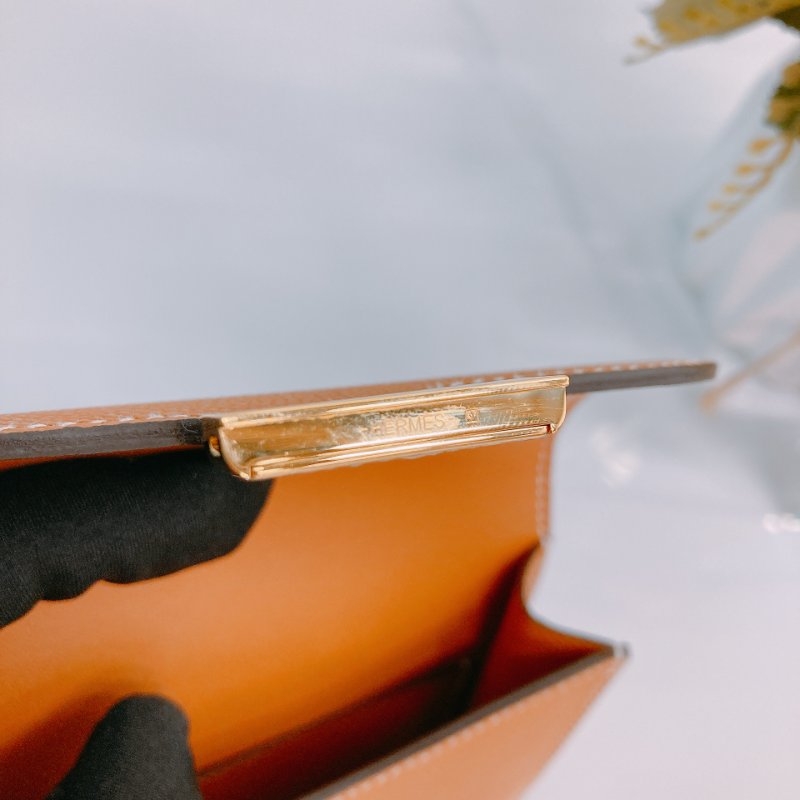 MS0375 Hermes 愛馬仕 康康 錢包 銀包 卡包 棕色 Constance Slim Wallet Epsom Gold x GHW-17