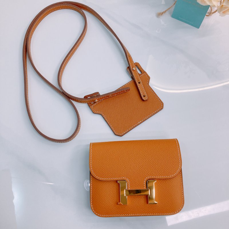 MS0375 Hermes 愛馬仕 康康 錢包 銀包 卡包 棕色 Constance Slim Wallet Epsom Gold x GHW-24