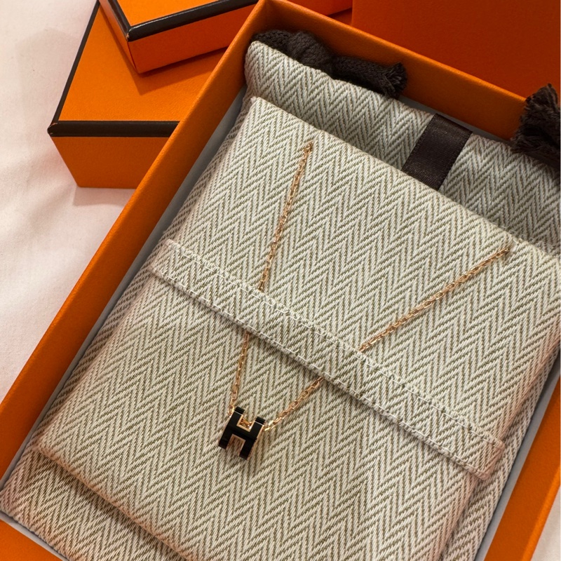 Hermes Mini POP H項鍊 黑/玫瑰金 🖤 超美氣質配色 全新品-1
