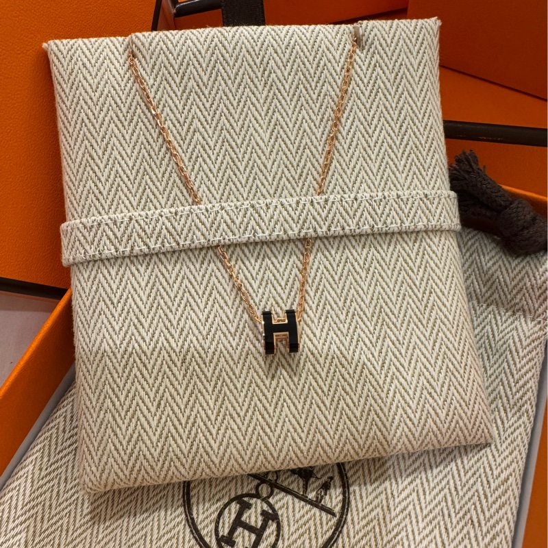 Hermes Mini POP H項鍊 黑/玫瑰金 🖤 超美氣質配色 全新品-2