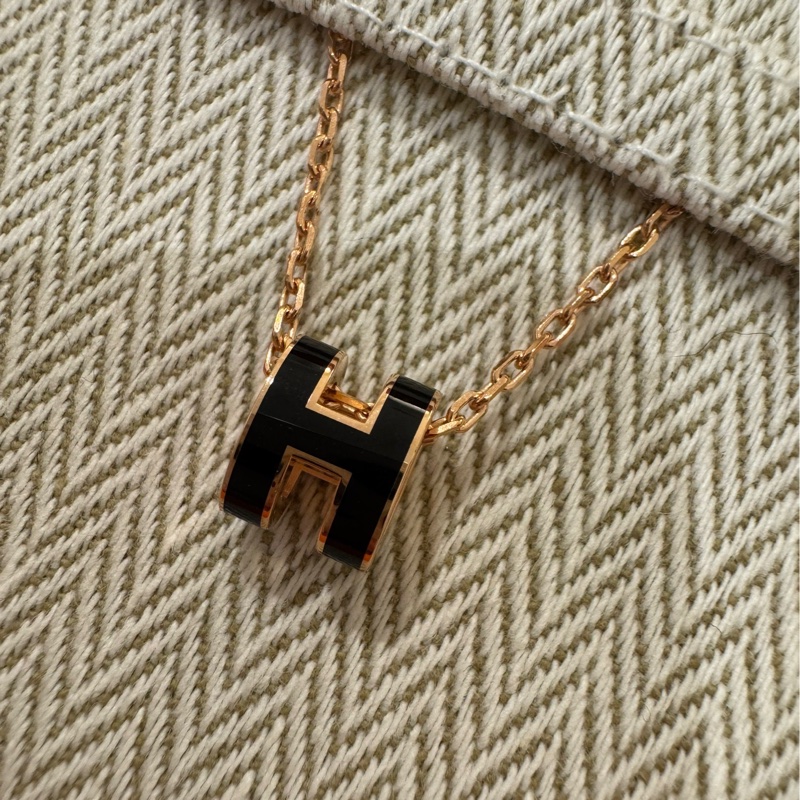 Hermes Mini POP H項鍊 黑/玫瑰金 🖤 超美氣質配色 全新品-3