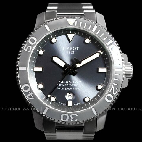 金鐸精品~2490 TISSOT 天梭 SEASTAR海洋之星43mm灰色面盤 自動上鍊潛水男錶