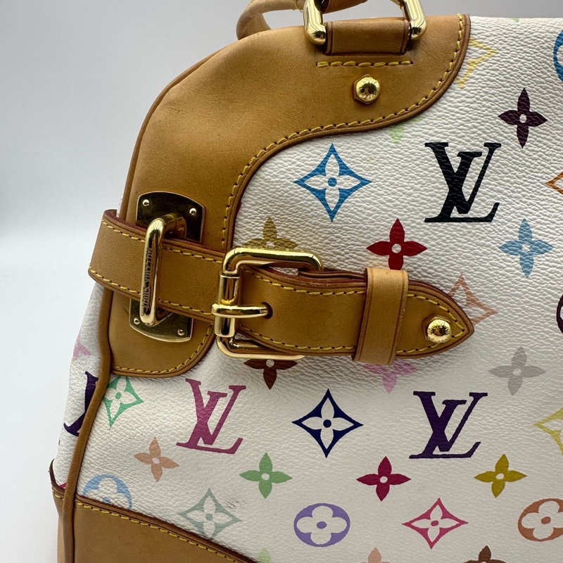 Lv 路易威登中古白三彩Claudia 克劳迪亚手提单肩包-9