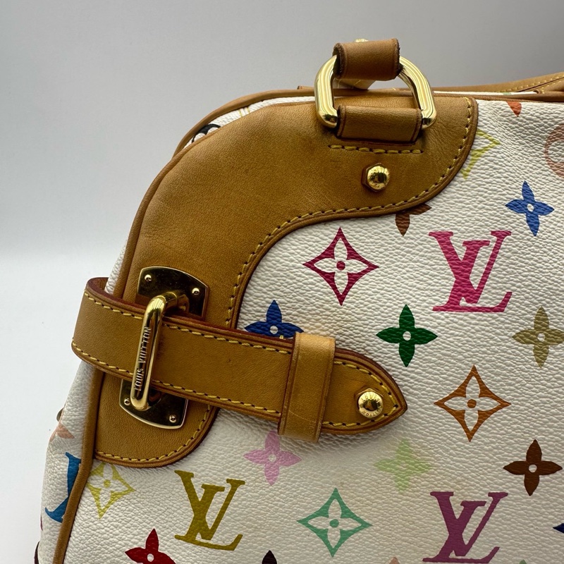 Lv 路易威登中古白三彩Claudia 克劳迪亚手提单肩包-16