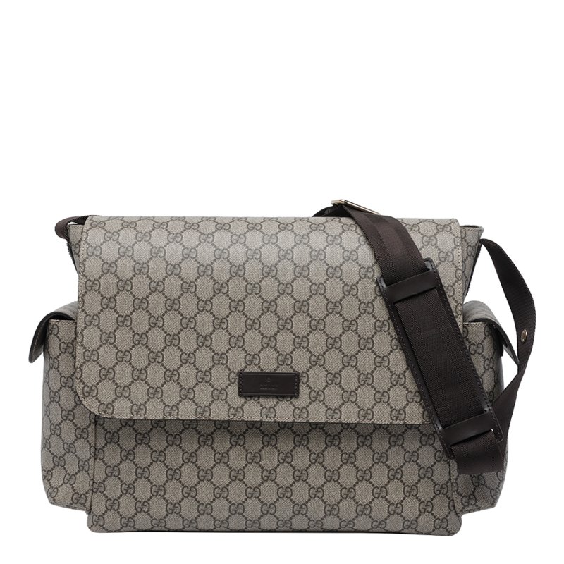 🎉新品好折扣✨Gucci 211131 GG Supreme 大款 中性風帆布款旅遊親子/媽媽包 米色及烏木色-7