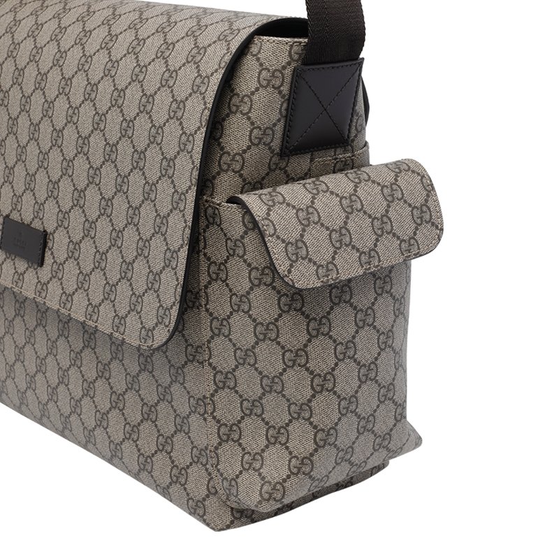 🎉新品好折扣✨Gucci 211131 GG Supreme 大款 中性風帆布款旅遊親子/媽媽包 米色及烏木色-8