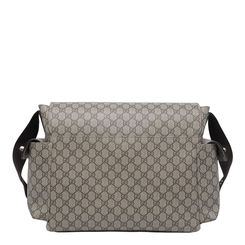 🎉新品好折扣✨Gucci 211131 GG Supreme 大款 中性風帆布款旅遊親子/媽媽包 米色及烏木色-10