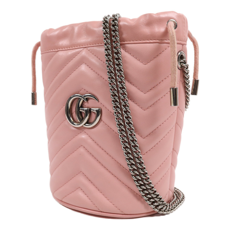 GUCCI 牛皮皮革GG Marmont銀扣鏈帶肩背袋-2