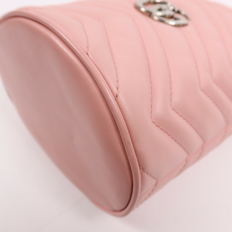 GUCCI 牛皮皮革GG Marmont銀扣鏈帶肩背袋-4