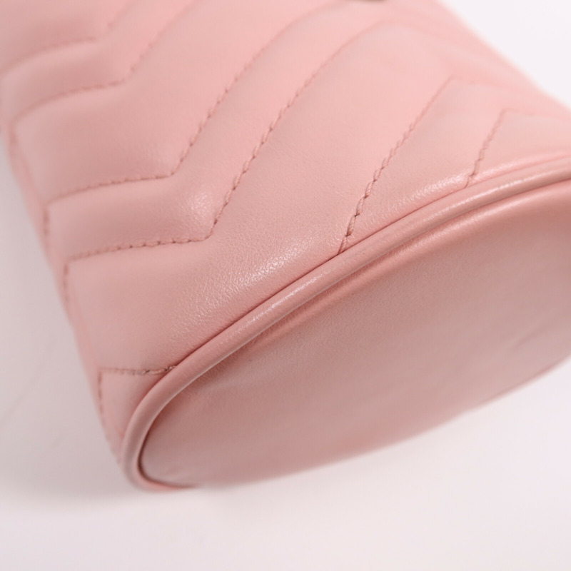 GUCCI 牛皮皮革GG Marmont銀扣鏈帶肩背袋-5