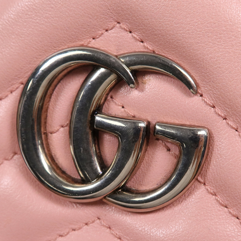 GUCCI 牛皮皮革GG Marmont銀扣鏈帶肩背袋-9