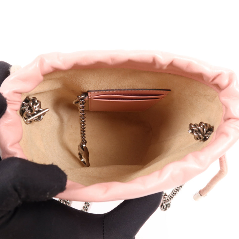 GUCCI 牛皮皮革GG Marmont銀扣鏈帶肩背袋-11