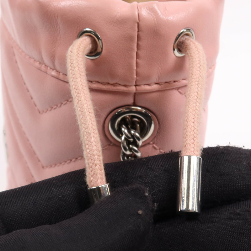 GUCCI 牛皮皮革GG Marmont銀扣鏈帶肩背袋-16