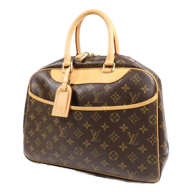 LOUIS VUITTON Monogram Deauville金扣手挽袋棕色-2