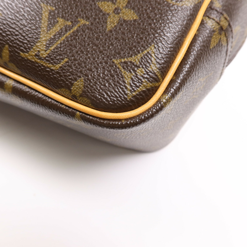 LOUIS VUITTON Monogram Deauville金扣手挽袋棕色-11