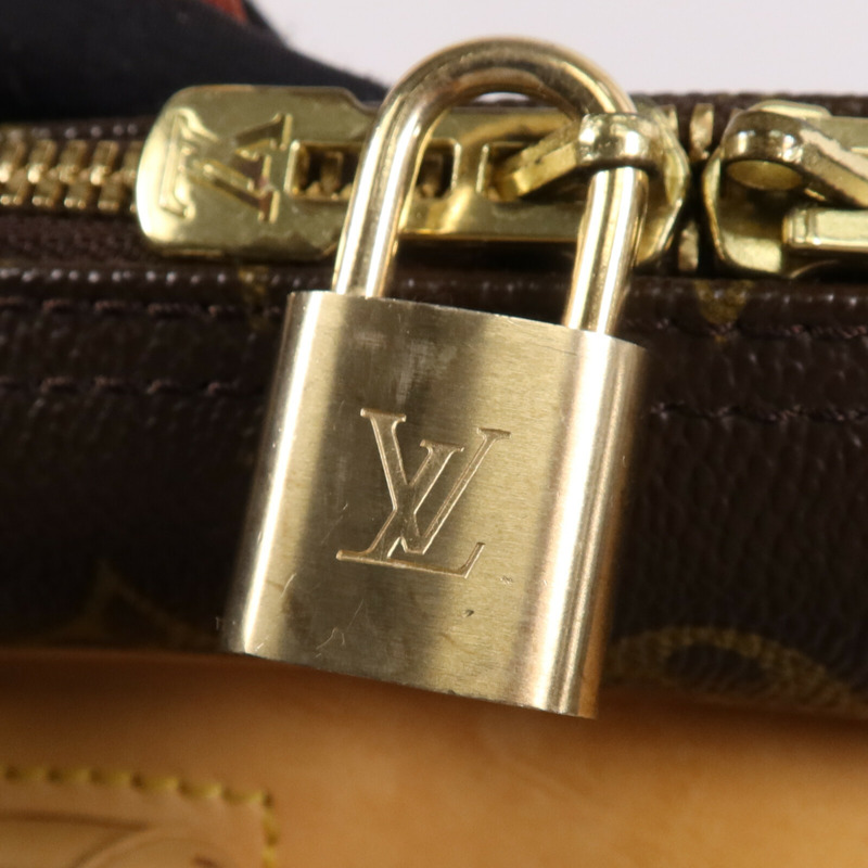 LOUIS VUITTON Monogram Deauville金扣手挽袋棕色-13