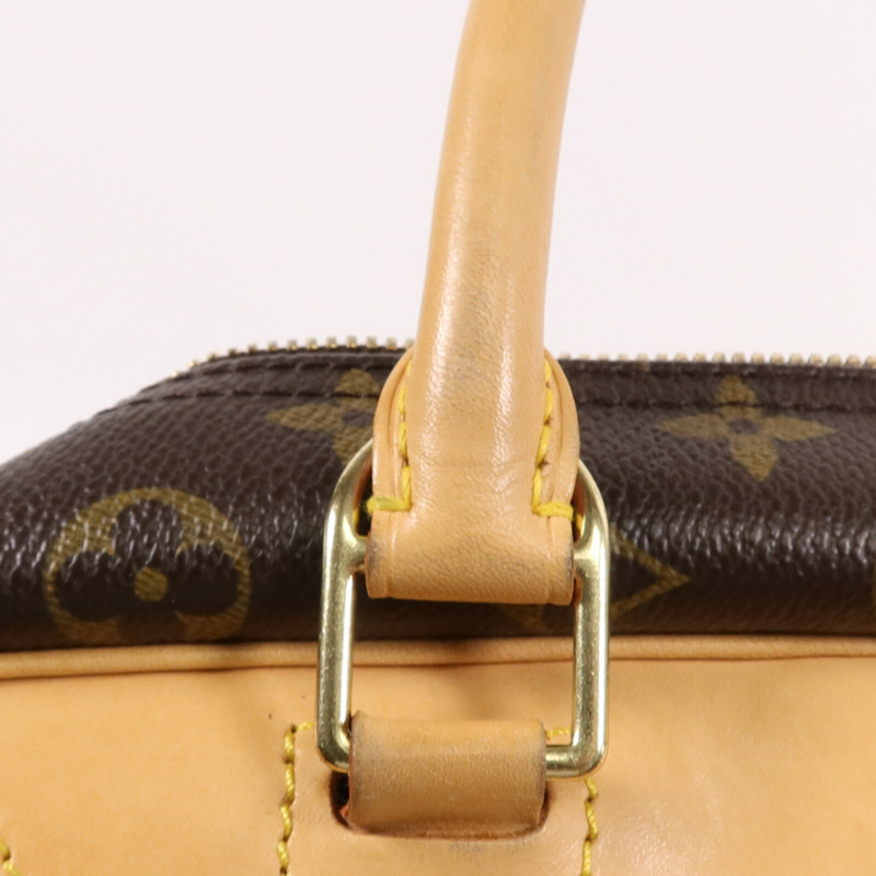 LOUIS VUITTON Monogram Deauville金扣手挽袋棕色-17