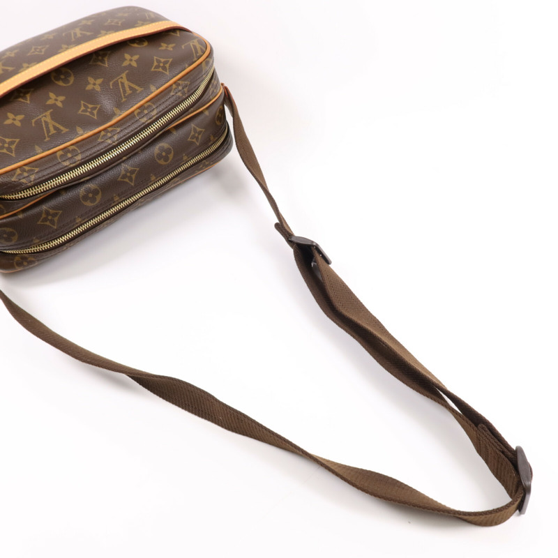 LOUIS VUITTON Monogram Reporter PM金扣肩背袋棕色-9