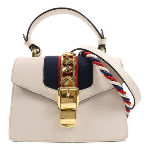 GUCCI 牛皮皮革Sylvie金扣手挽肩背兩用袋