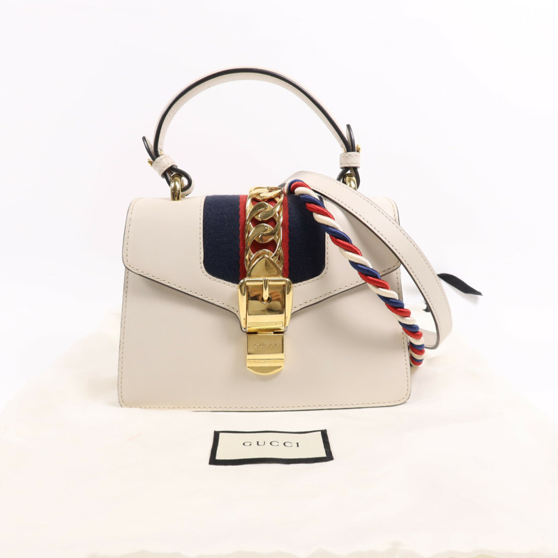 GUCCI 牛皮皮革Sylvie金扣手挽肩背兩用袋-13