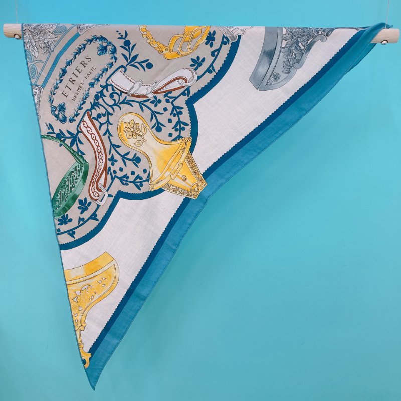 MS0376 Hermes 愛馬仕 三角巾 披肩 絲巾 山羊絨 Etriers Remix Giant Cashmere Triangle Scarf Multi Colour-2