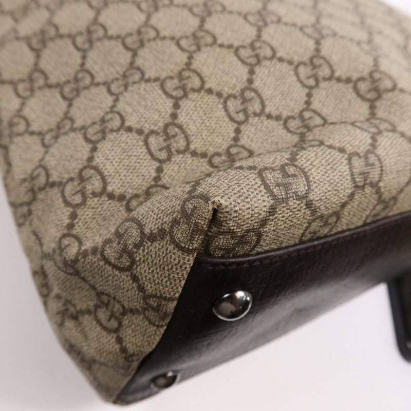 GUCCI 塗層帆布Tote Bag銀扣手挽袋-5