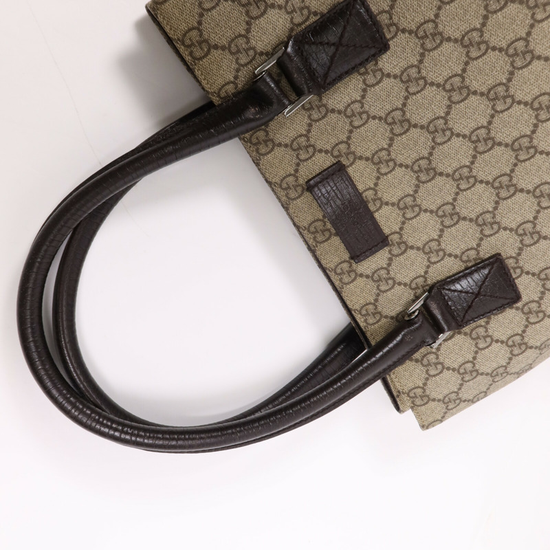 GUCCI 塗層帆布Tote Bag銀扣手挽袋-8