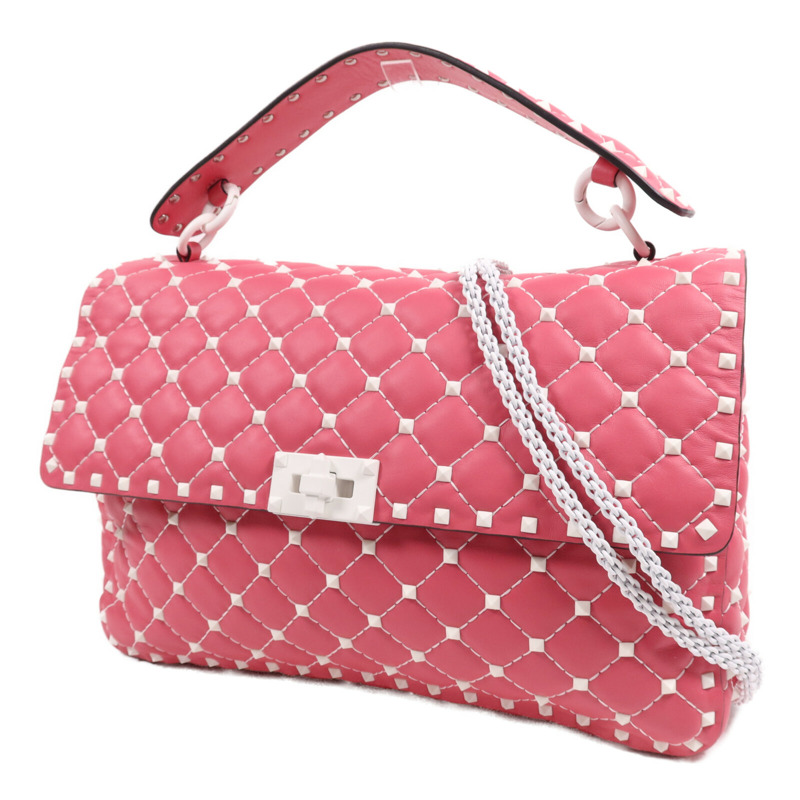 Valentino 牛皮皮革Rocktud Spike手挽肩背兩用袋-2