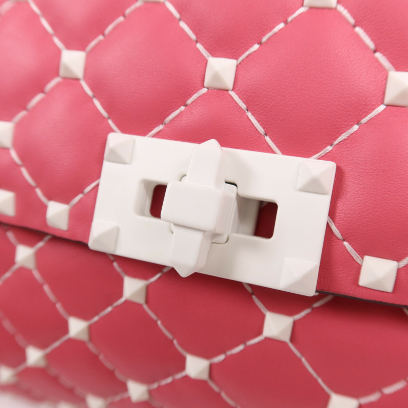 Valentino 牛皮皮革Rocktud Spike手挽肩背兩用袋-10