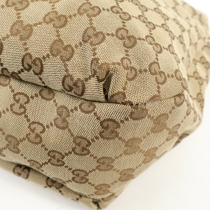 GUCCI 帆布GG Web Hobo金扣肩背袋-6