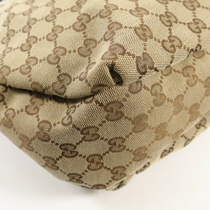 GUCCI 帆布GG Web Hobo金扣肩背袋-7