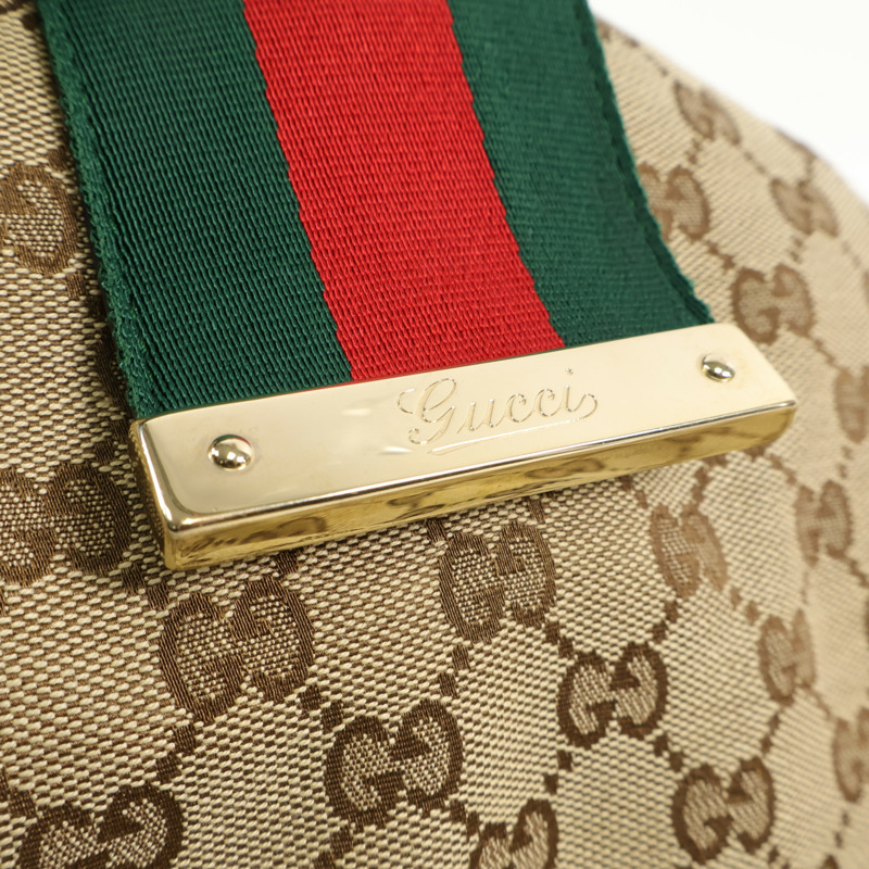 GUCCI 帆布GG Web Hobo金扣肩背袋-13