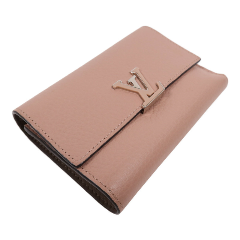 LOUIS VUITTON Taurillon皮革Capucines Compact銀扣錢包-2