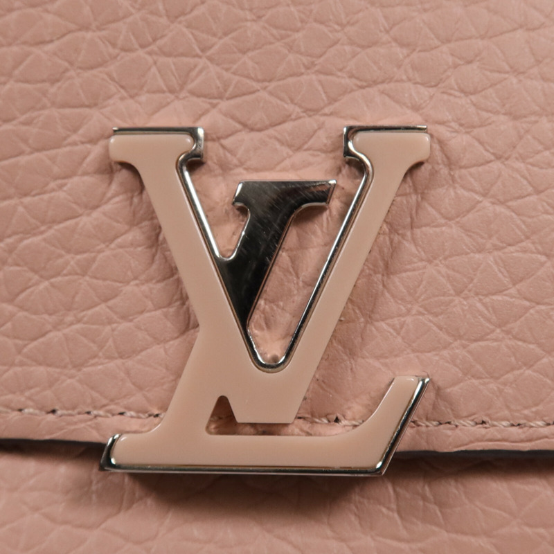 LOUIS VUITTON Taurillon皮革Capucines Compact銀扣錢包-7
