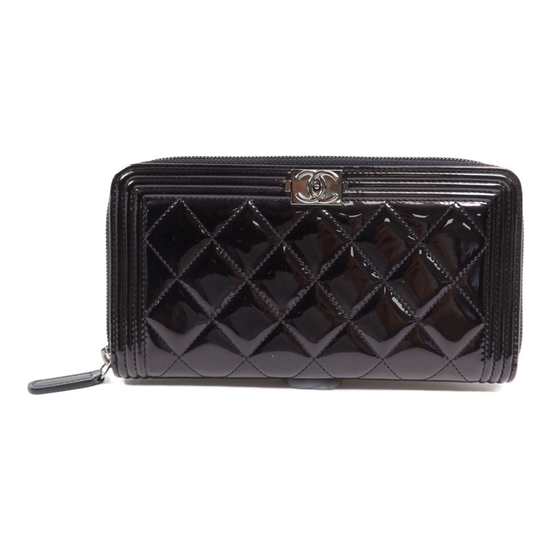 CHANEL 漆皮皮革Long Wallet銀扣長錢包-0
