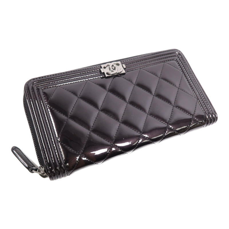 CHANEL 漆皮皮革Long Wallet銀扣長錢包-3
