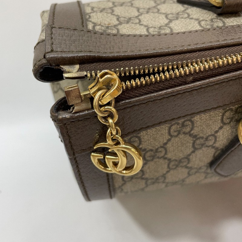 Gucci PVC咖牛皮金GG綠紅綠織帶Ophidia手提斜背托特包-16