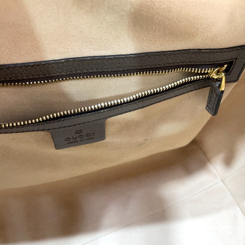 Gucci PVC咖牛皮金GG綠紅綠織帶Ophidia手提斜背托特包-17