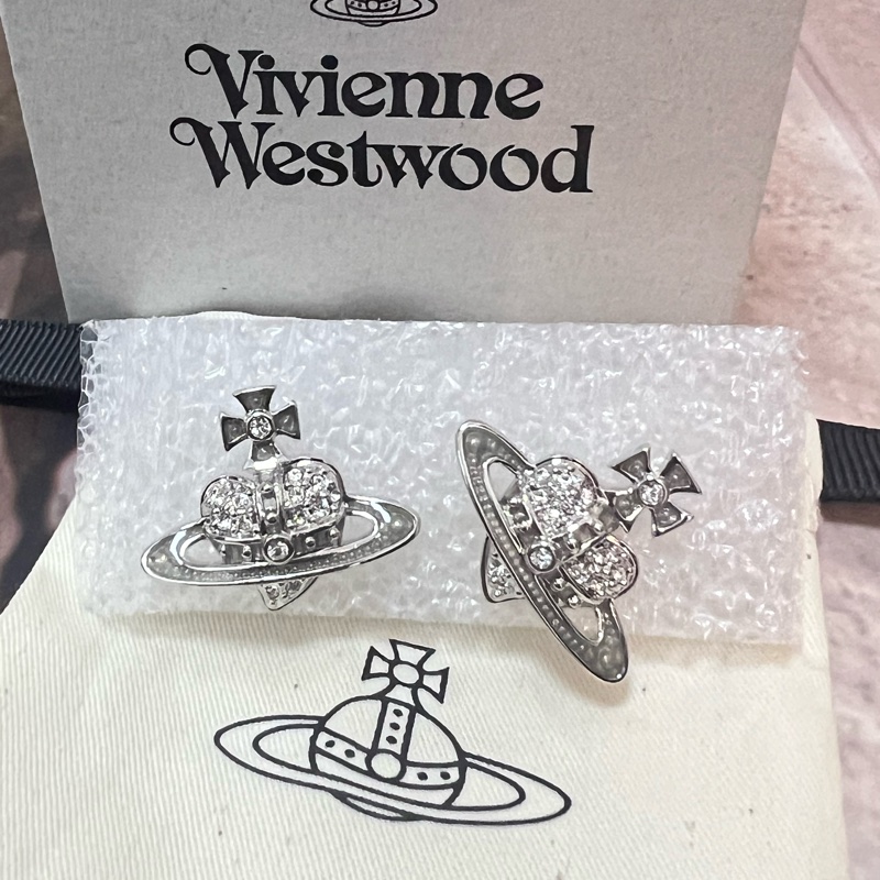 Vivienne Westwood 愛心水鑽耳環-2