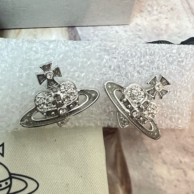 Vivienne Westwood 愛心水鑽耳環-3