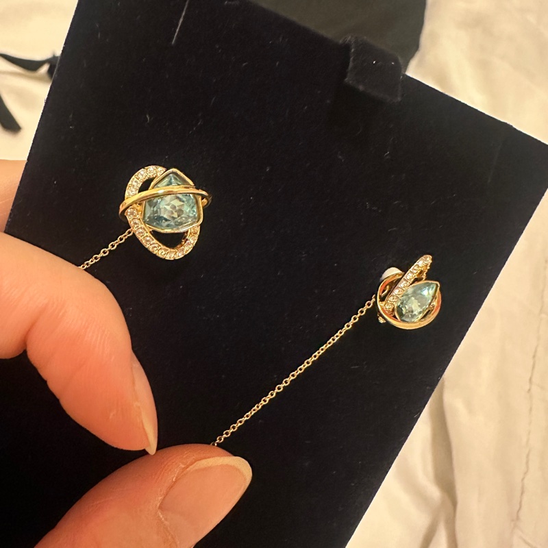 施華洛世奇SWAROVSKI 藍寶石垂釣耳環-3