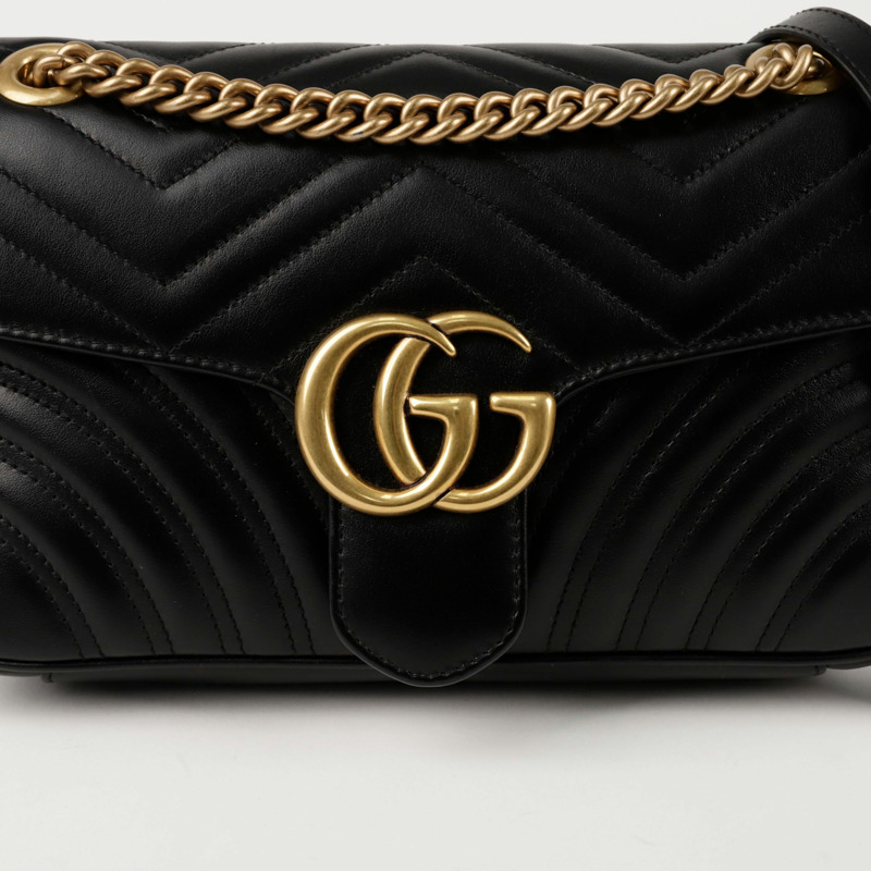 GUCCI GG Marmont 小型絎縫單肩包 黑色-1