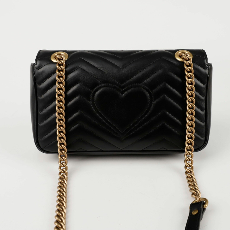 GUCCI GG Marmont 小型絎縫單肩包 黑色-2