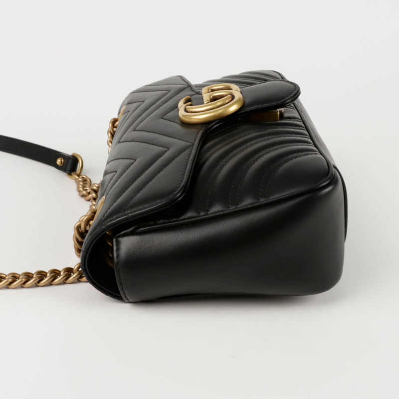 GUCCI GG Marmont 小型絎縫單肩包 黑色-3