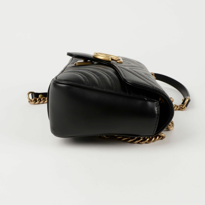 GUCCI GG Marmont 小型絎縫單肩包 黑色-5