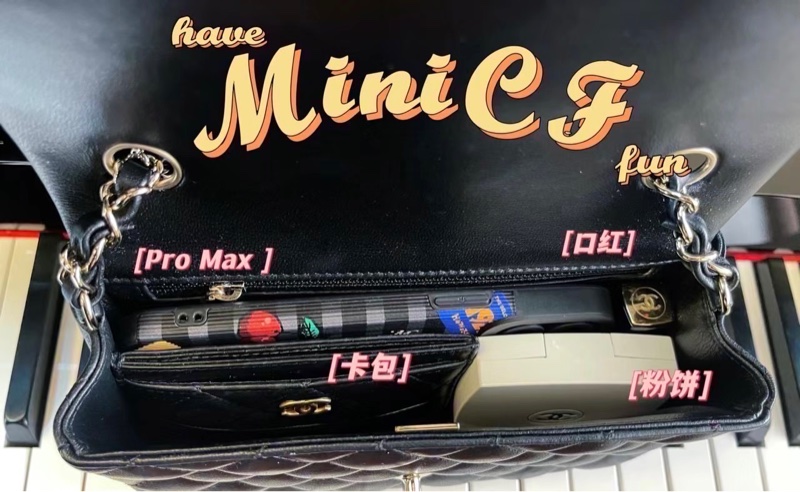 「M.Y精品」小香 晶片款 cf20 coco20 大mini 黑銀-5